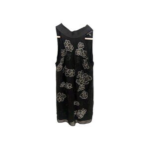Black & Silver Sequin Floral Applique Dress  XXS WHBM